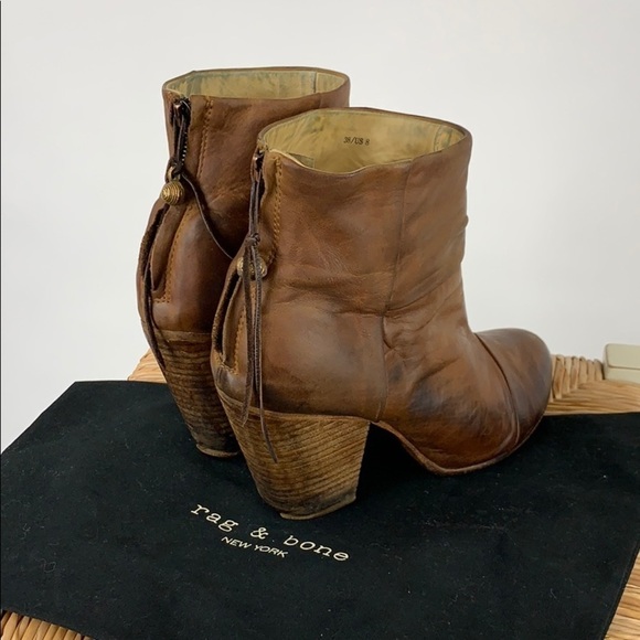Rag & Bone Newbury Cognac Leather Ankle Booties 8 - Picture 4 of 12